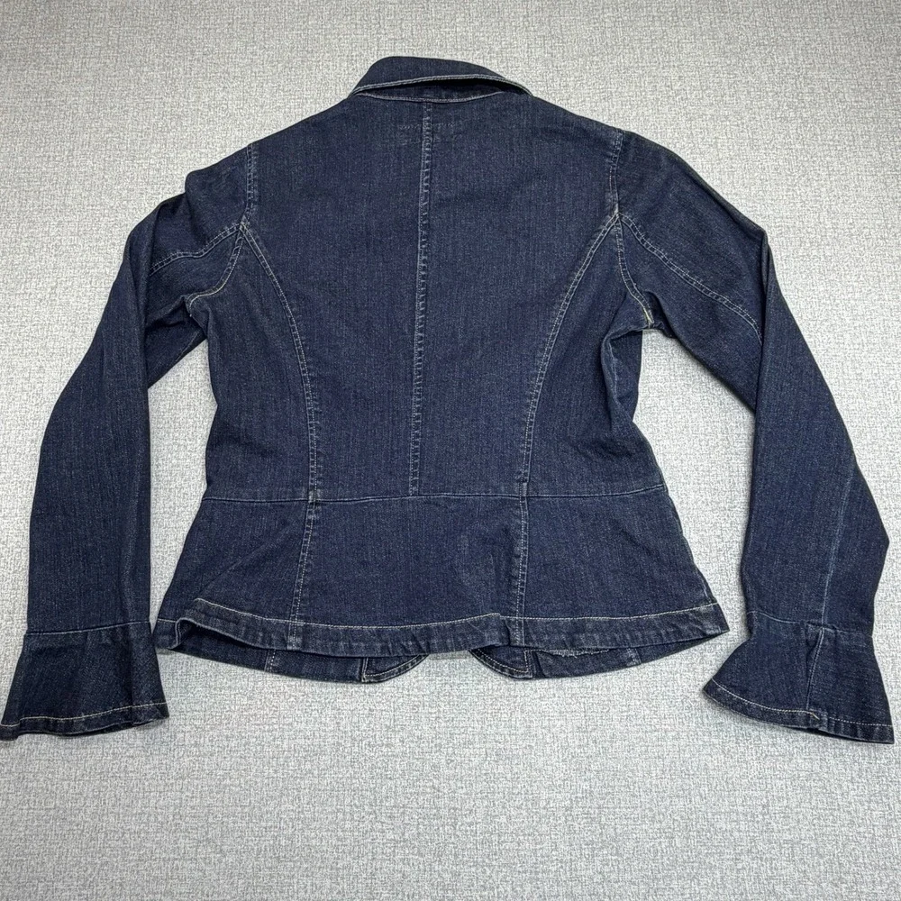 LRL Ralph Lauren Women's Denim Blazer Jacket Size L Blue Jean Stretch Button Up - Picture 5 of 11
